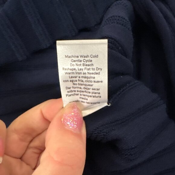 Venus Navy Blue Ribbed Knit Long Sleeve Dress XS - Picture 15 of 15